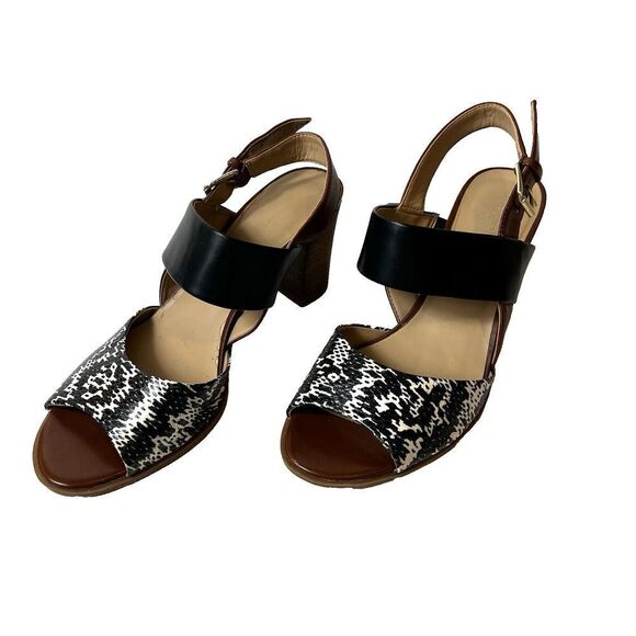 Naturalizer N5 Comfort Womens 8M Wood Heel Sandal Colorblock Sling Back Peep Toe - Picture 3 of 11